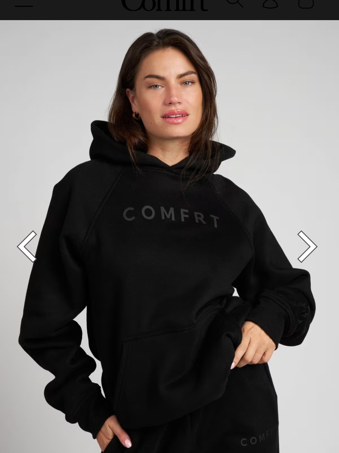 Comfrt Tranquil Hoodie: Black Logo Hoodie Sweater